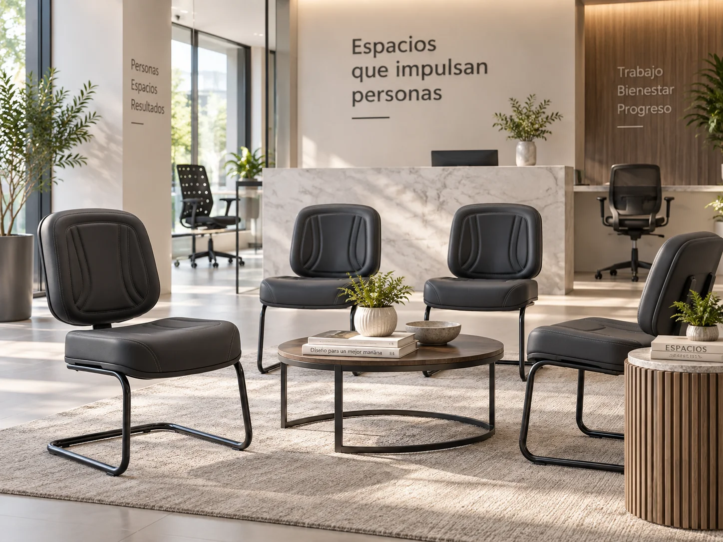 Recepción corporativa equipada con sillas Premium Director Fija