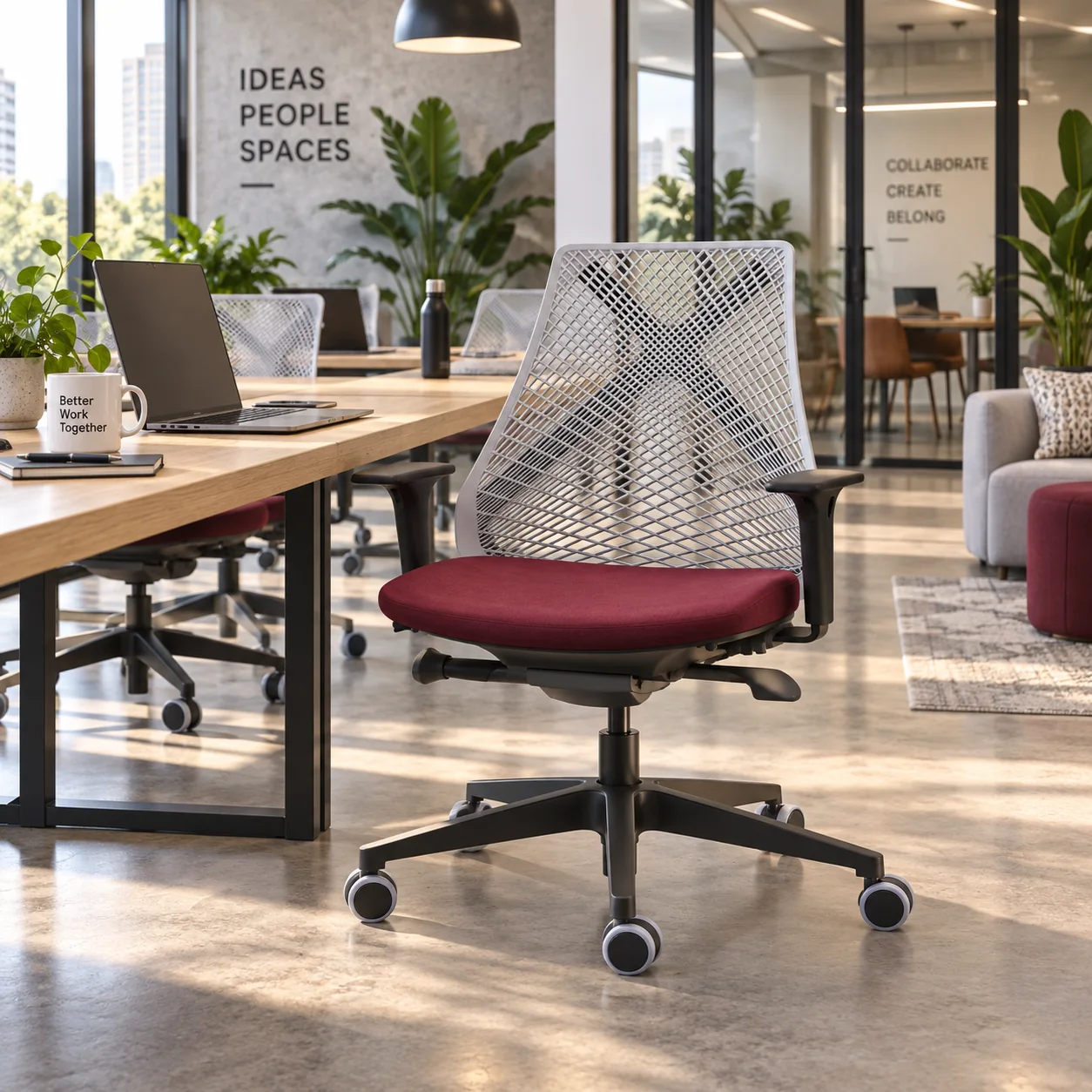 Silla ergonómica aplicada en un espacio de coworking